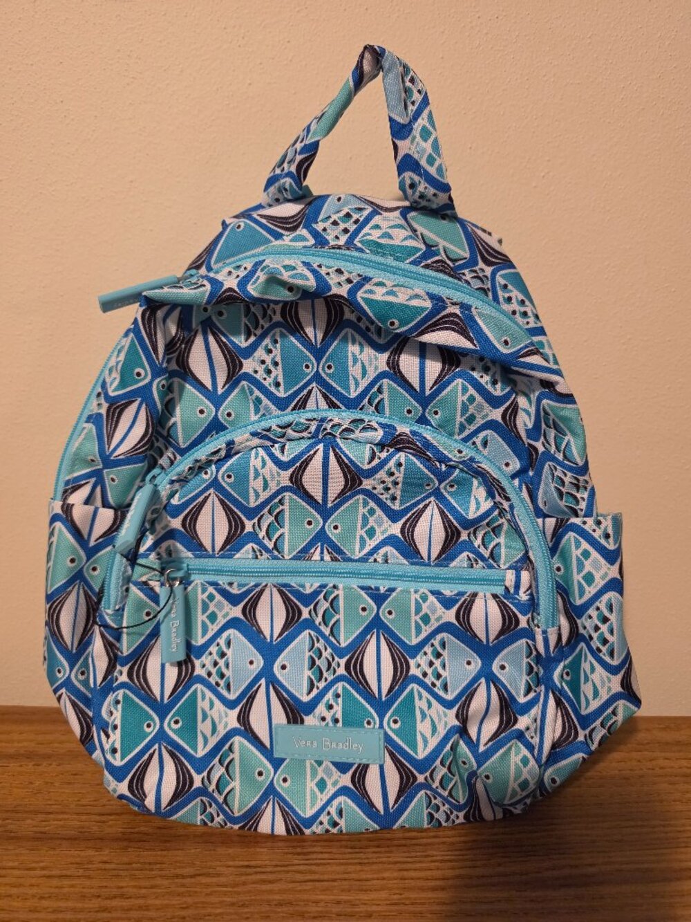 Vera Bradley Lighten Up Compact Essential Backpack Go Fish Blue Nautical Mini